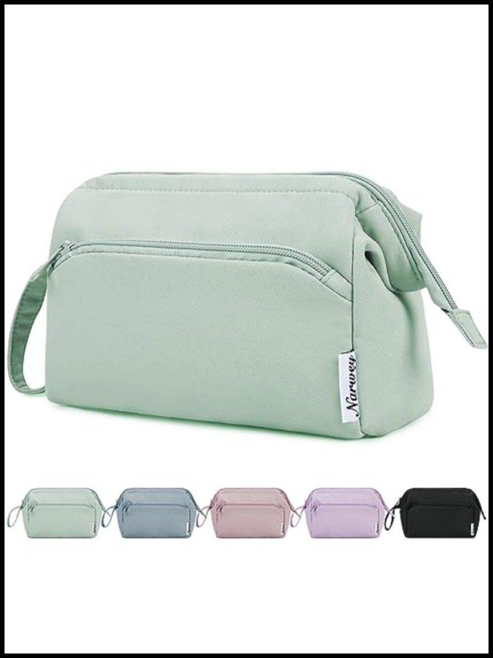 Narwey Travel Makeup Bag Wide Open Cosmetic Toiletry Bag for Women